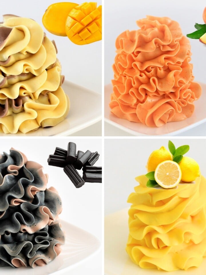 Condensed milk buttercream in multiple flavors including chocolate, fruit, and caramel frosting variations