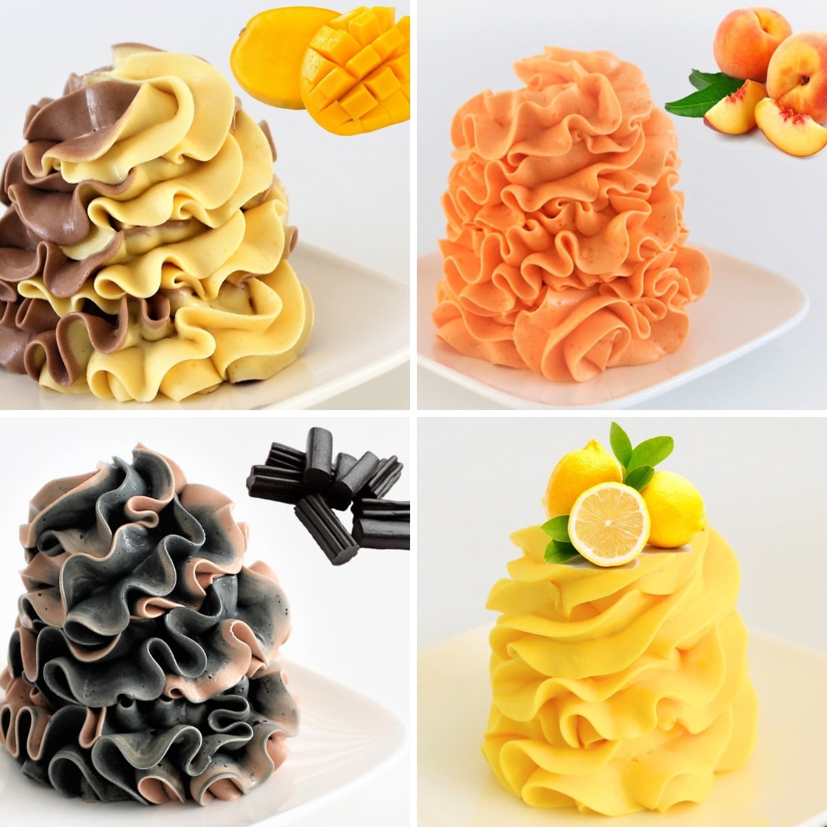 Condensed milk buttercream in multiple flavors including chocolate, fruit, and caramel frosting variations