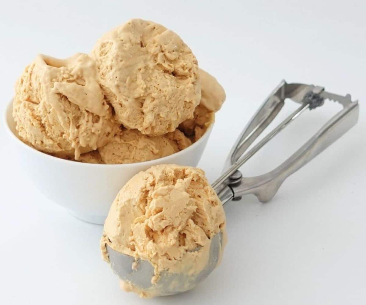 serving no churn ice cream in a bowl