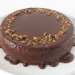3 ingredient chocolate chip cookie cake with chocolate ganache topping