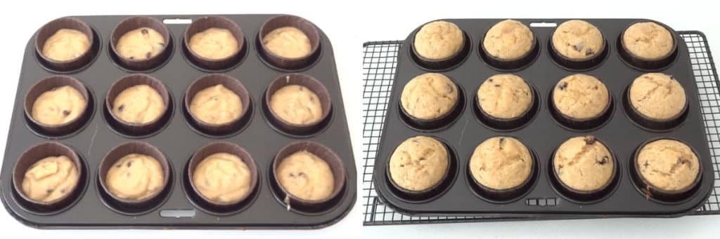 Banana muffins in a muffin tray