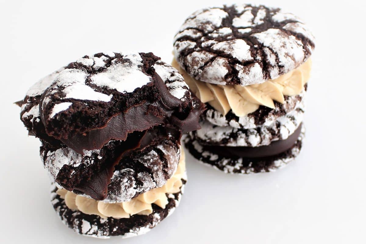 Chocolate Fudge Crinkle Cookie Sandwiches