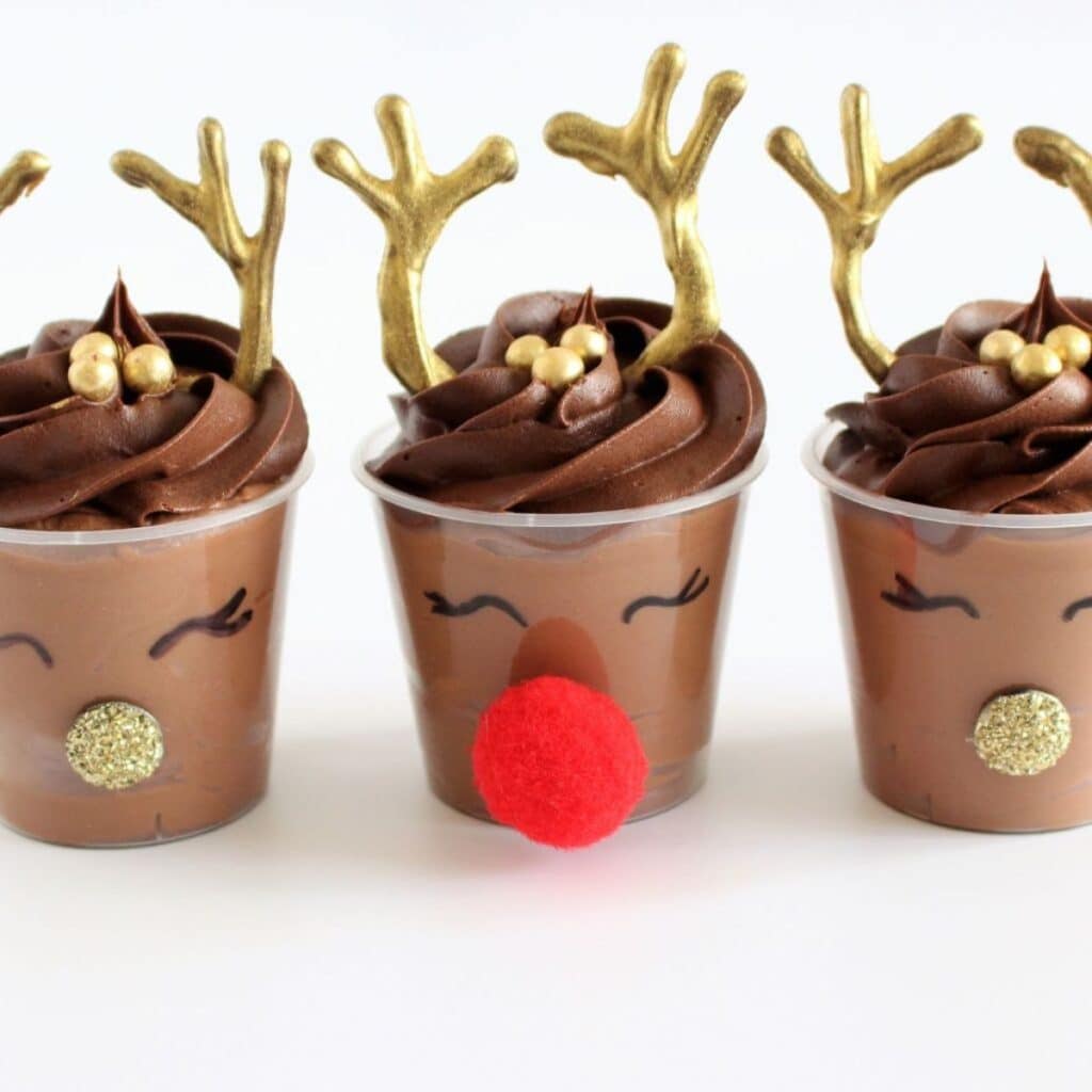 Rudolph Christmas Chocolate Mousse Dessert Cups