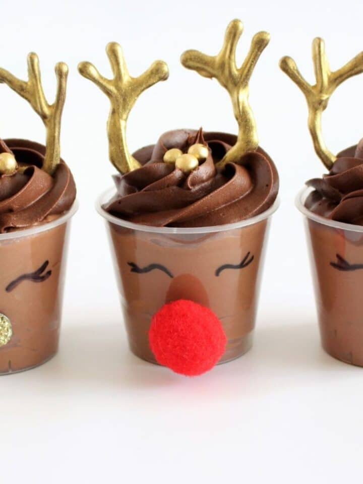 Rudolph Christmas Chocolate Mousse Dessert Cups