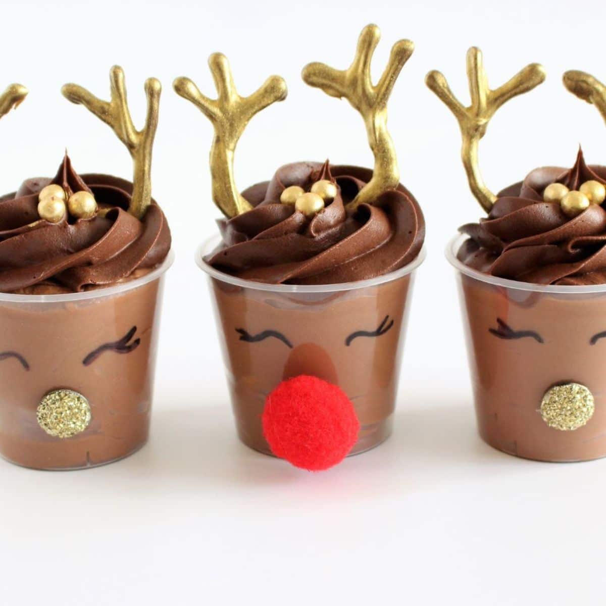 Rudolph Christmas Chocolate Mousse Dessert Cups