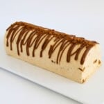 Biscoff ice cream log on a plate