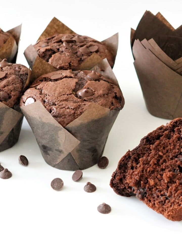 Jumbo Bakery Style Double Chocolate Chip Muffins Cupcake Savvy