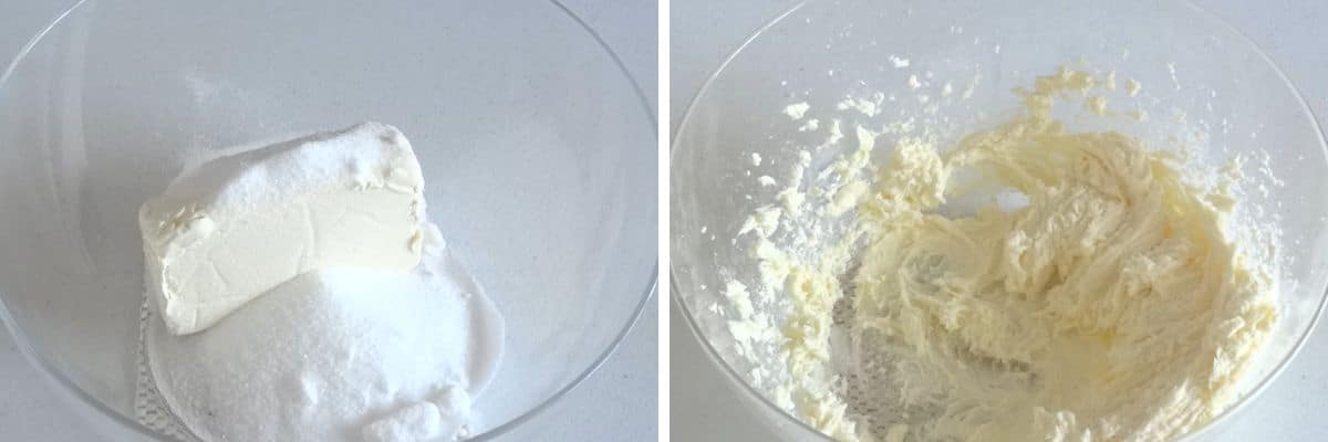 Mixing cream cheese filling