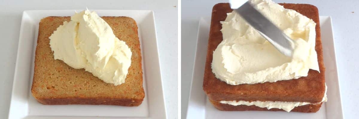Spreading cream cheese frosting
