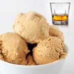 Bourbon caramel ice cream in a bowl