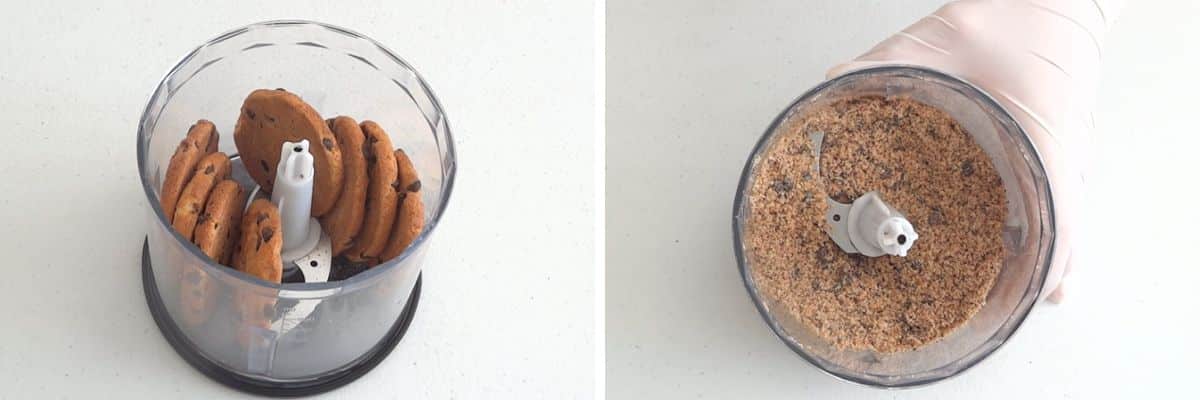 Fine chocolate chip cookie crumbs for cookie buttercream frosting