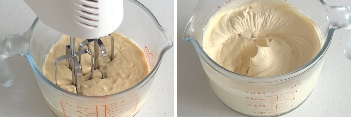 Electric mixer whipping chilled ganache into mousse