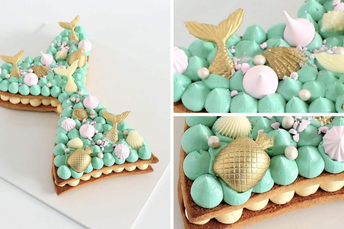 Mermaid Biscuit Pastry Cake with White Chocolate Cream Cheese Ganache Cupcake Savvy