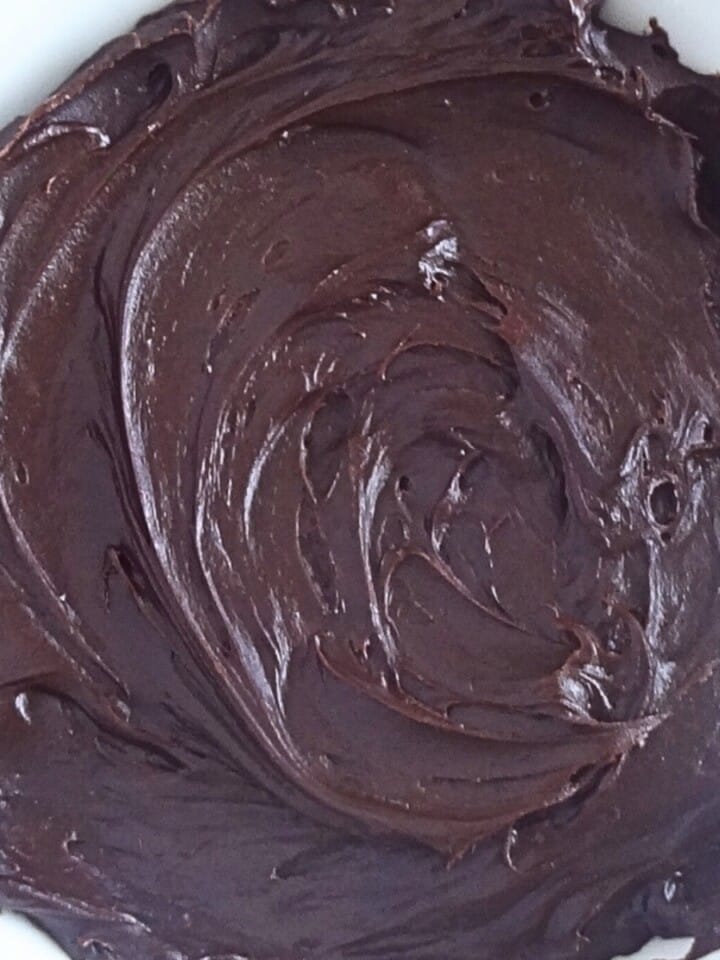 Bowl of glossy Nutella ganache