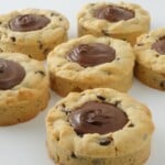 Thick Nutella deep dish cookies filled with creamy Nutella and baked in tart rings