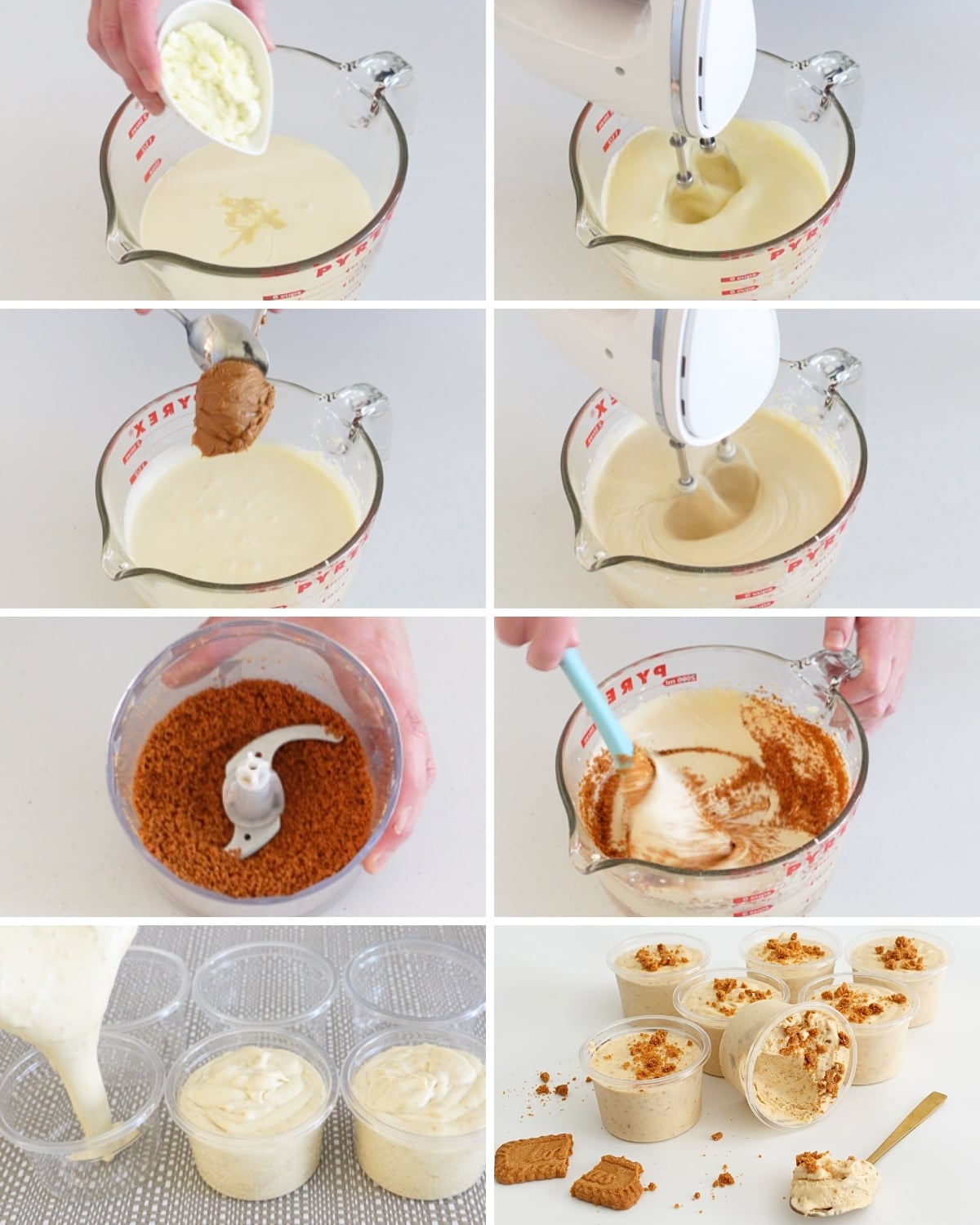 step by step collage showing how to make biscoff ice cream cups