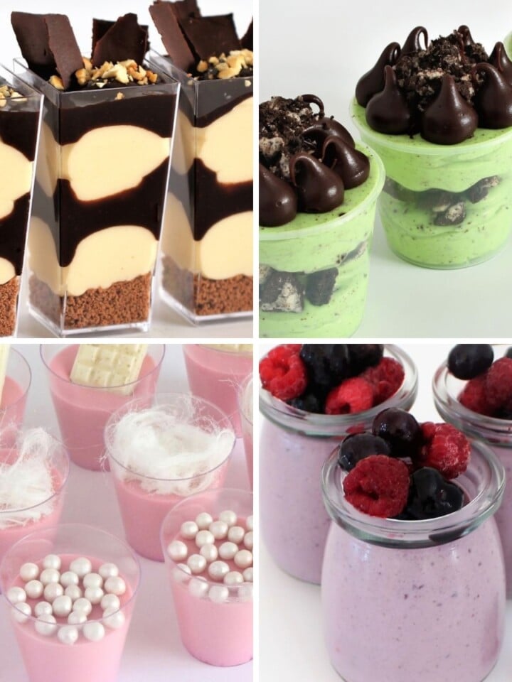 mini dessert cups with cheesecake mousse and panna cotta